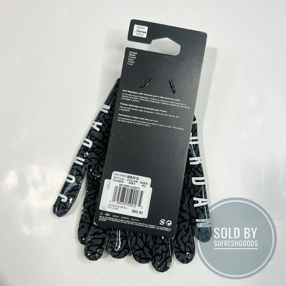 Nike Air Jordan Jet 7.0 Football Gloves Black DV4209-091 Size XL